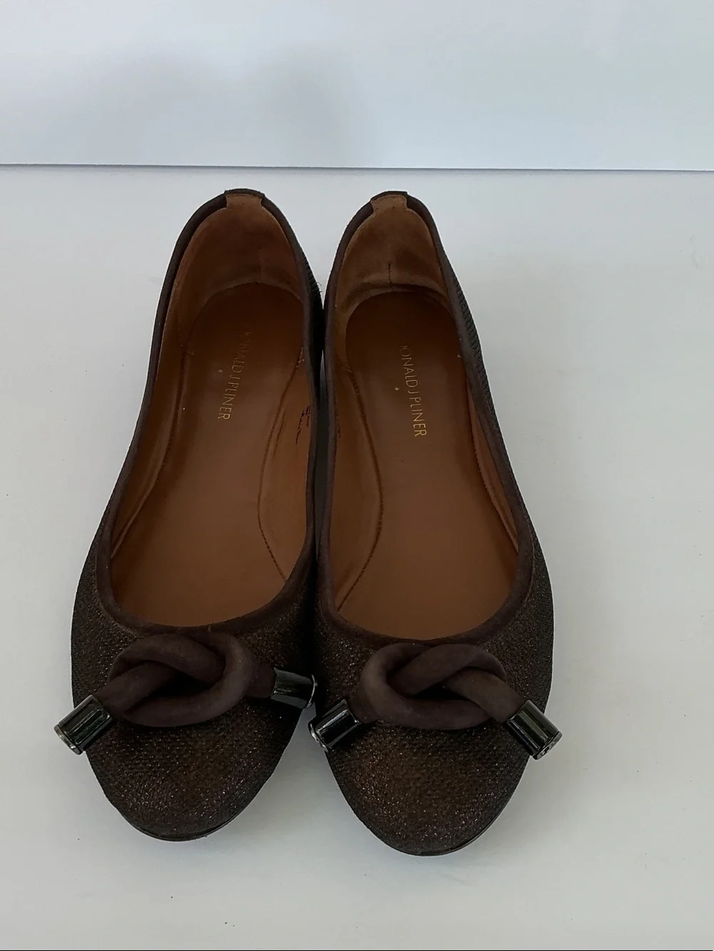 Donald J. Pliner Dark Brown Knot Toe Ballet Flats